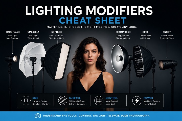 Lighting modifier guide. Kuvaajankulma